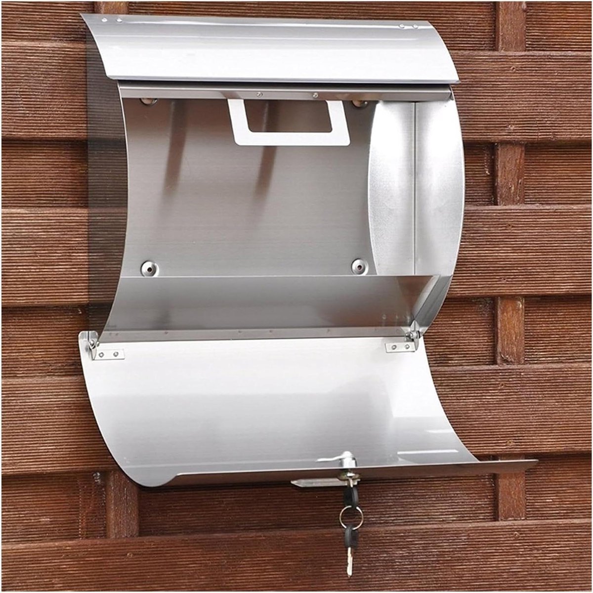 Brievenbus Buiten - Postvak Muur - Post Ontvangen - Afsluitbaar Met Slot - 37.5x10.8x33cm - Blauw Zilver