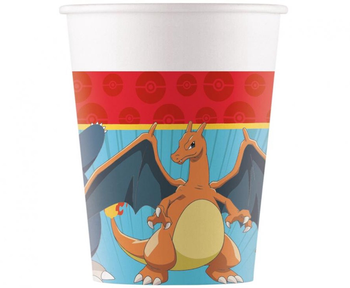 Pokemon verjaardagsset - verjaardag - kinderfeest - pokemon - 8 personen- Papieren bordjes - papieren bekers - servetten -plastic tafelkleed - letterslinger Happy Birthday - papieren pokemon vlaggenlijn - Folieballon pokemon thema - 8 latex ballonnen
