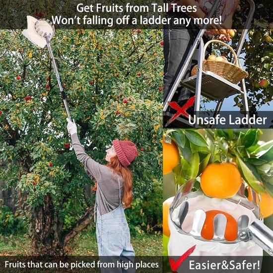 Allecto - Fruitplukker - Appelplukker - Eenvoudig te monteren - 4 m steel - Kersenplukker - Geschikt voor verschillende fruitsoorten - Inclusief ka... van Allecto — afbeelding 5