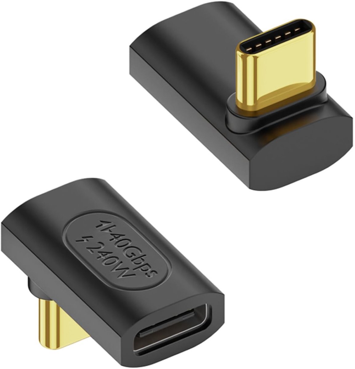 QIANRENON 240W USB4.0 Type-C 90° Adapter - 40Gbps Data Overdracht