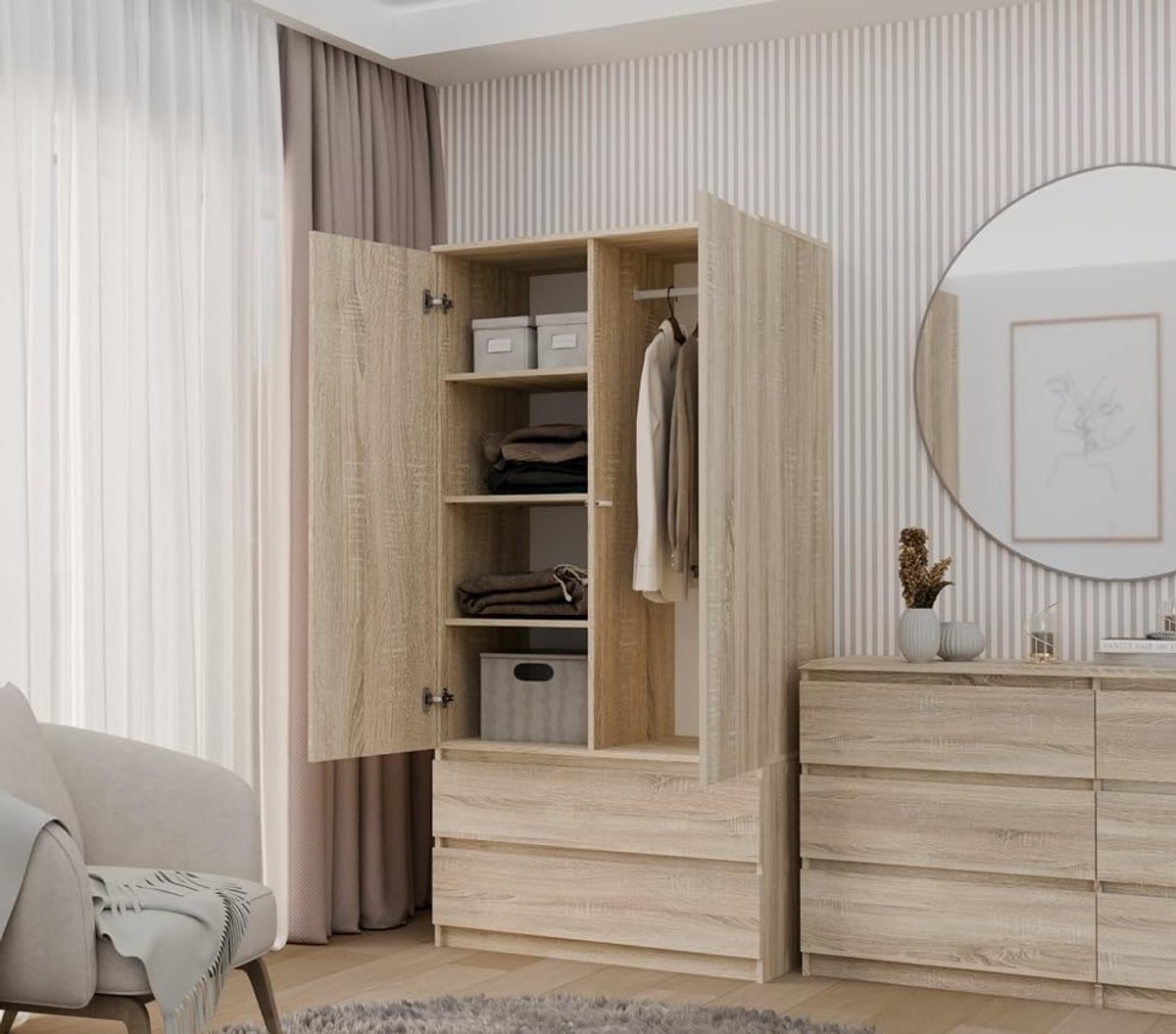 Kledingkast - Eiken - 180x90x50 cm - Arqam