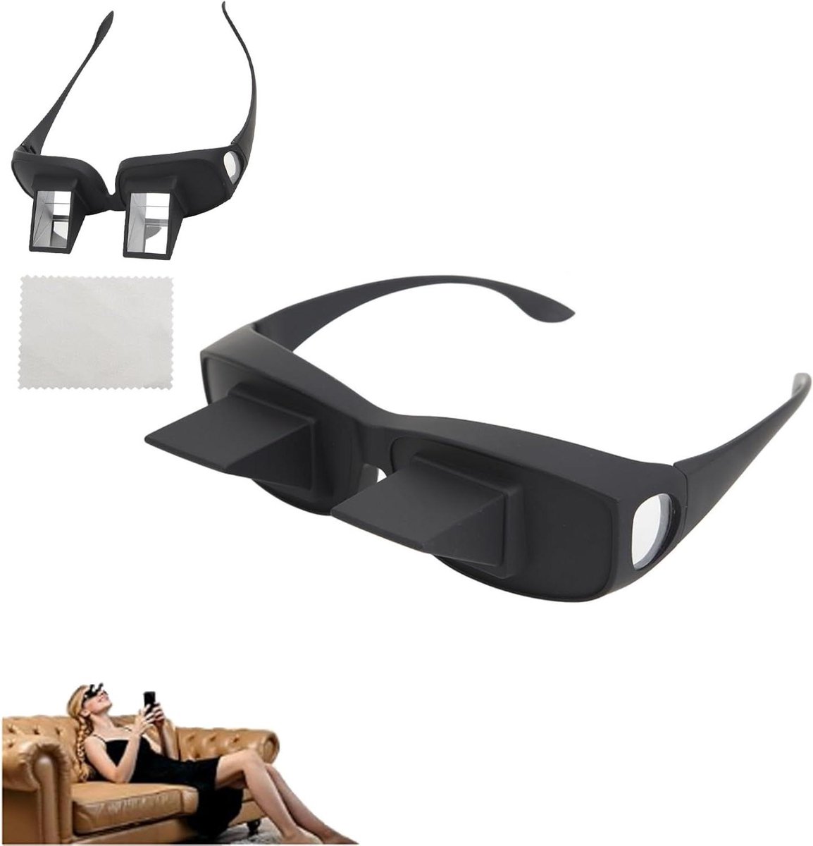 Optische Bril - Leesbril Liggend - Ontspannen TV Kijken - 90 Graden Prisma - 16 x 7 x 6 cm