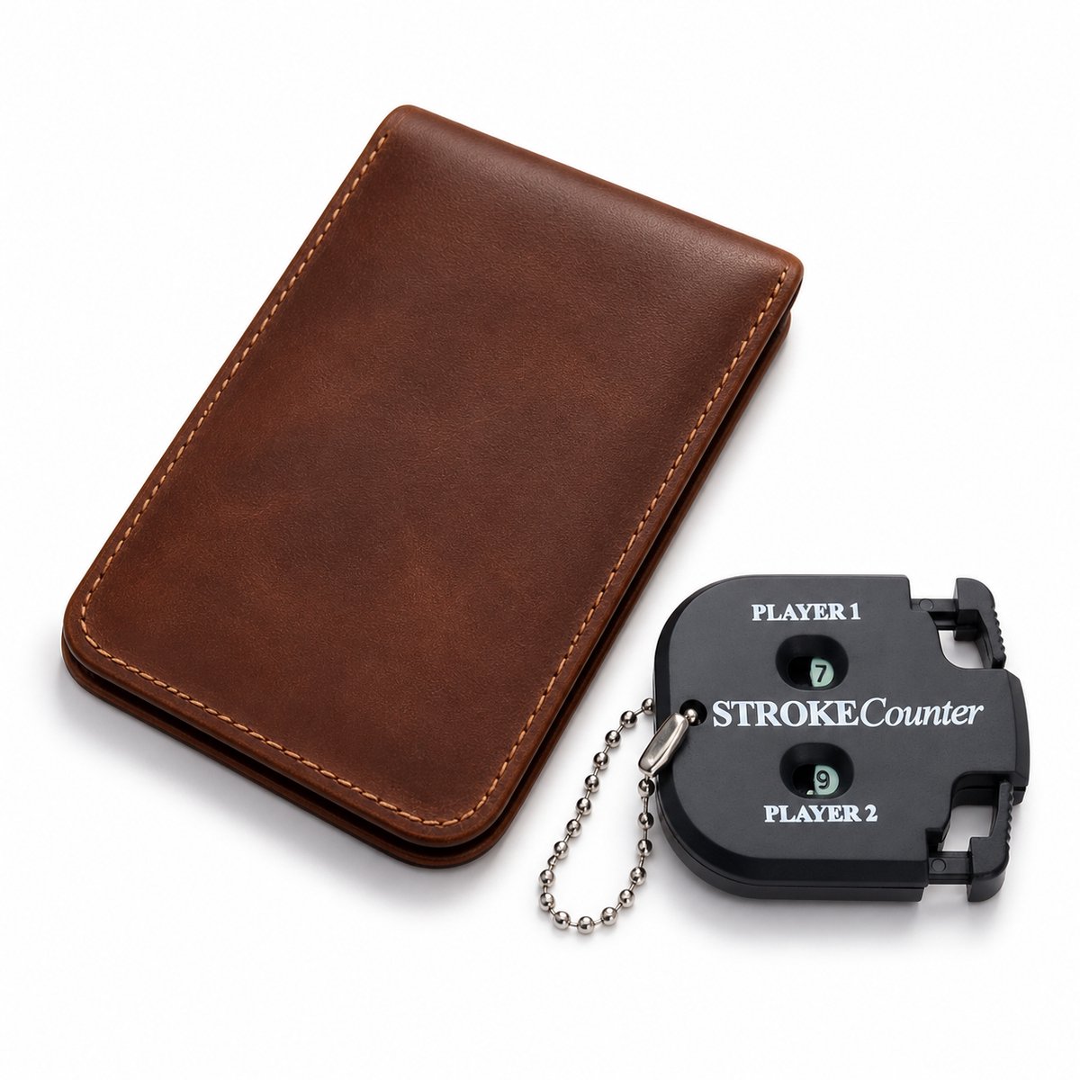 Golf Scorekaart Set – Leren Scoreboekje + Stroke Teller - Golf Accessoires - Cadeau Set