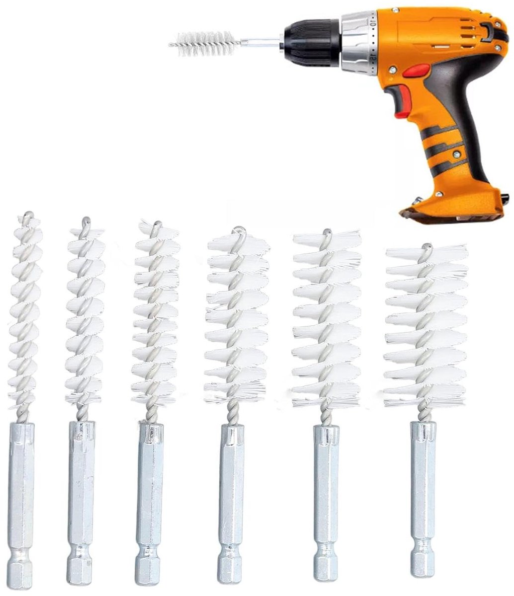 Draadborstels Set - Boormachine Borstels - Oppervlak Reinigen - Dubbel Gedraaide Draden - 6 Stuks 8-19mm - Wit