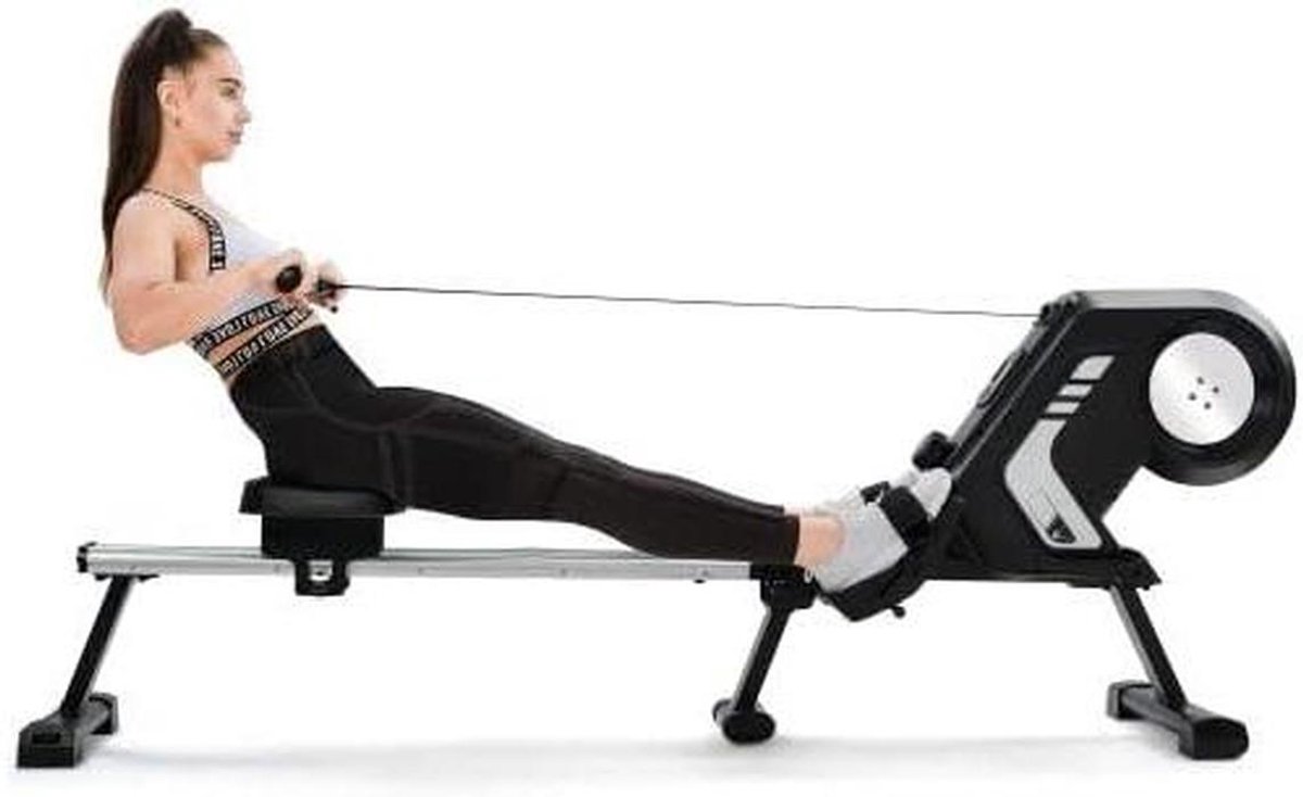 Roeimachine - Fitnessapparaat - Thuis sporten - 8 Weerstandsniveaus - 190 cm lang - Zwart