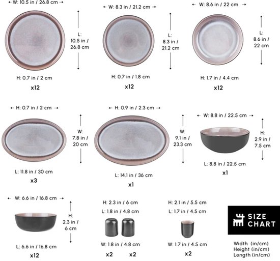 Karaca Earth Collection Galactic Serviesset 59-Delig - 12 Personen - Reactive Glaze - Stoneware - Vaatwasser & Magnetronbestendig - Zwart/Wit — afbeelding 2