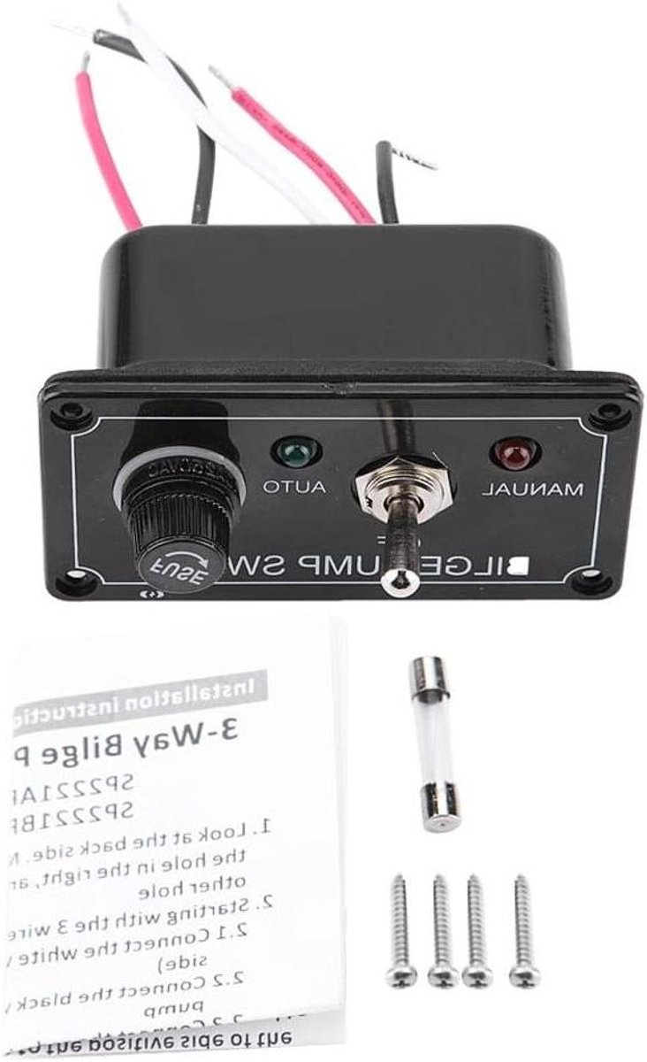 Schakelpaneel Boot - Bilgepomp Bediening - Watersport Controle - 3 standen met LED - 90 x 50 mm - Zwart