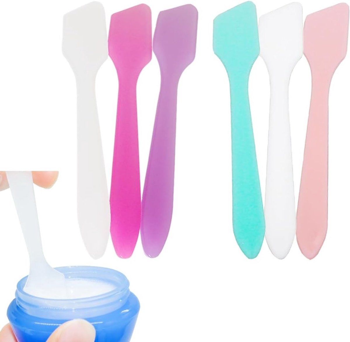 120 Stuks Plastic Spatel Applicator voor Crème en Masker - Mini Lepel voor Make-up en Schoonheid