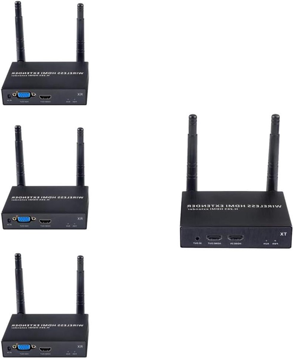 Draadloze HDMI Extender - Video Zender Ontvanger - Beeld Delen - Met 3 Ontvangers - 100 Meter Bereik - Zwart