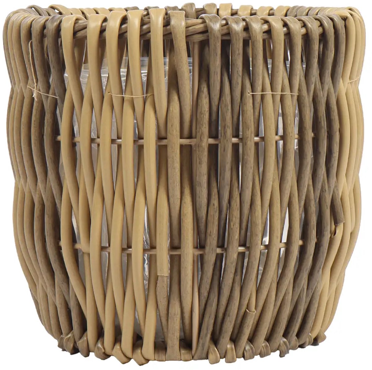 Rotan Plantenpot Naturel Ø23 cm – Compacte Rotan Kunststof Bloempot Rond – Natuurlijke Look – Voor Binnen en Buiten