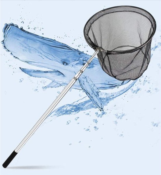 YOR® Schepnet Vissen - Visnet - Telescoop Schepnet - Duurzaam Net met Rubberen Coating - Zilver - 5cm x 22cm x 59cm van Merkloos — afbeelding 3