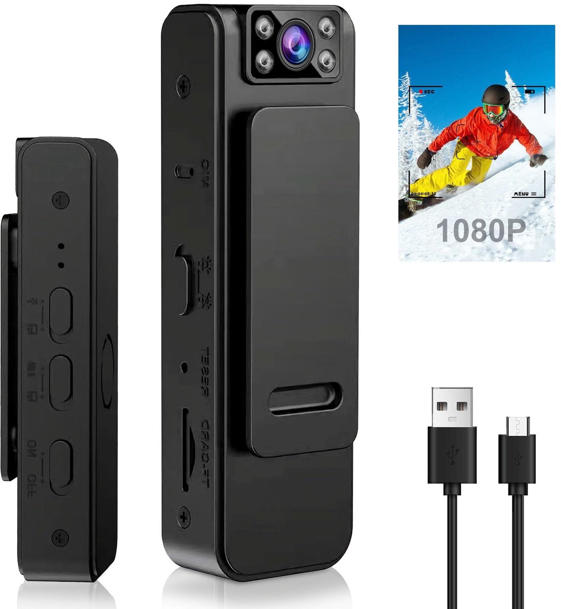 Store_7 - Mini Camera - 1080P HD - Verborgen Body Cam met Opnamefunctie - Compact en Discreet - Beveiliging - Draagbare Camera voor Veiligheid - Ge...