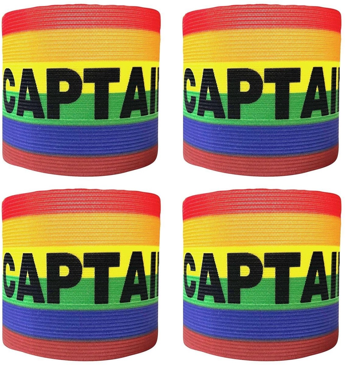 Pack van 4 Kleurrijke Captain Bands - Rainbow Striped Captain's Bands voor Sportteams