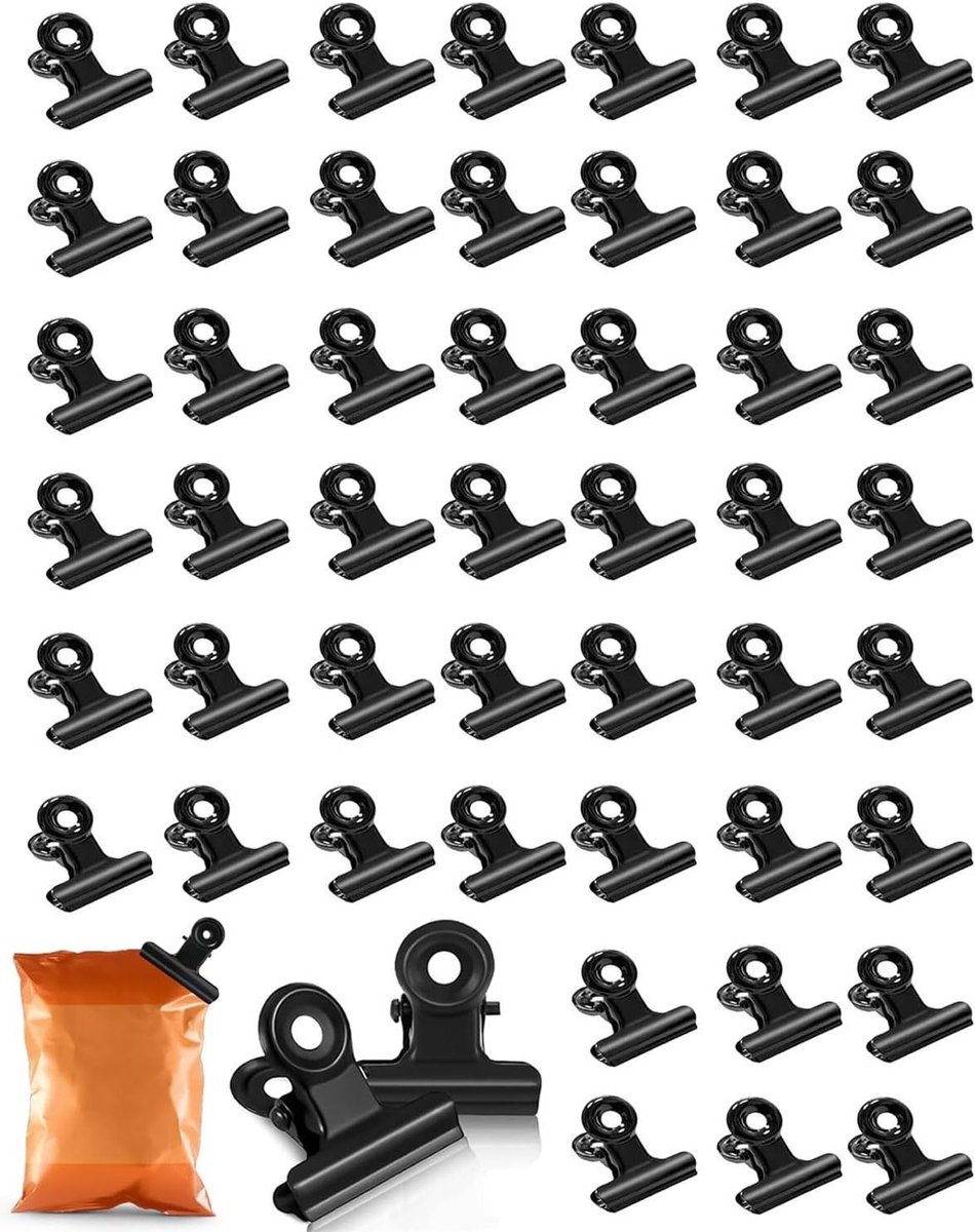 50 Stuks Mini Metalen Bulldog Paperclips 21mm - Multifunctionele Klemmen voor Foto's, Tekeningen en Kantoorgebruik