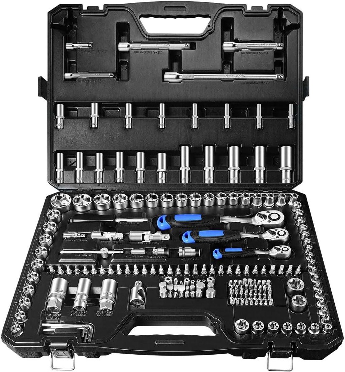 Gereedschapset - Dopsleutel Set - Auto Reparatie - 90-tanden Ratel - 197 Delig - Grijs