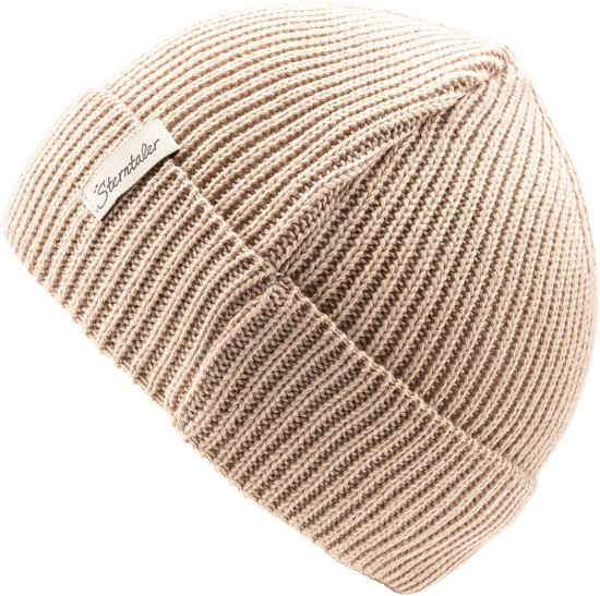Gebreide muts - Baby muts - Warmte en comfort - Zachte katoenmix - 15 x 14.5 cm - Zandkleur — afbeelding 2