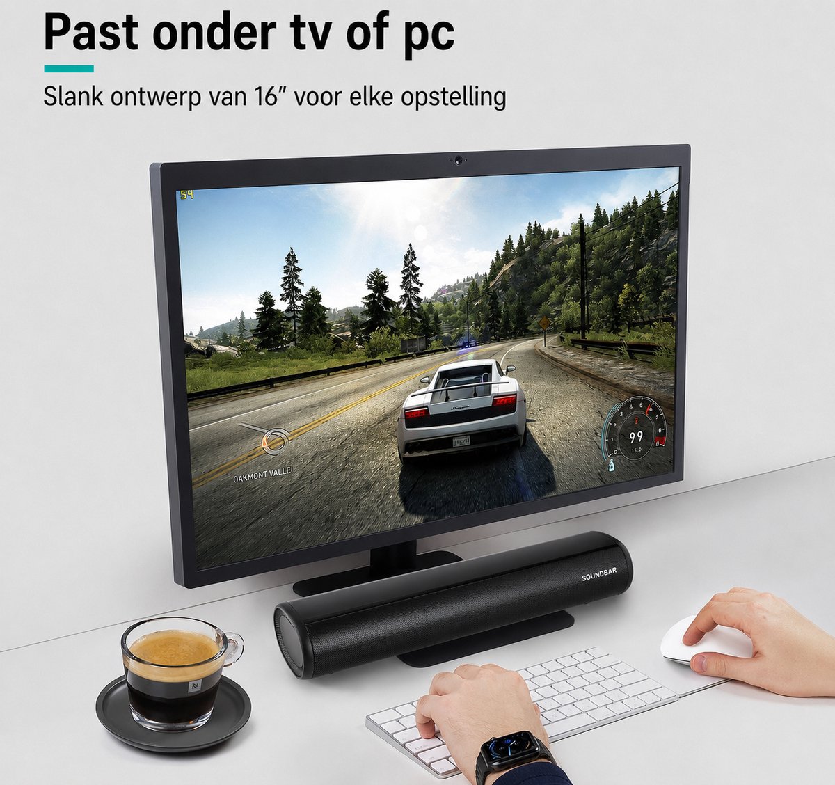 Mini soundbar - soundbar voor tv - computer-soundbar met Bluetooth 5.0 - bekabelde en draadloze pc-luidspreker - home-audiosysteem voor thuisbioscoop/gaming/projectoren – foto 3