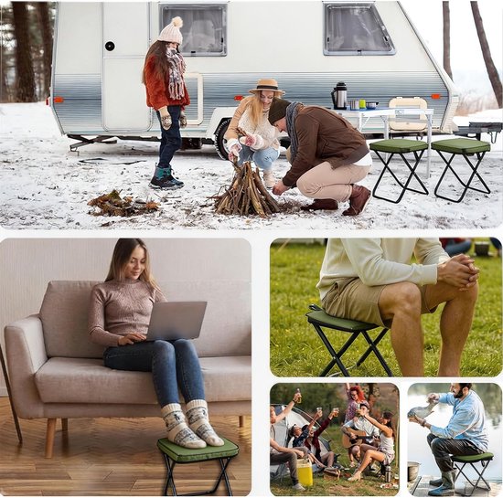 Kruk - Krukje - Opvouwbare Krukken - Campingkeuken - Draagbaar & Lichtgewicht Opvouwbaar Kruk voor Outdoor Activiteiten - Max. 150 kg Draagvermogen - Groen — afbeelding 5