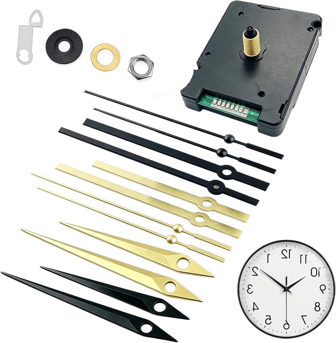 Draadloze Wandklok Reparatieset DIY met Stille Motor en 4 Pairs Wijzers voor Precisie en Stijl