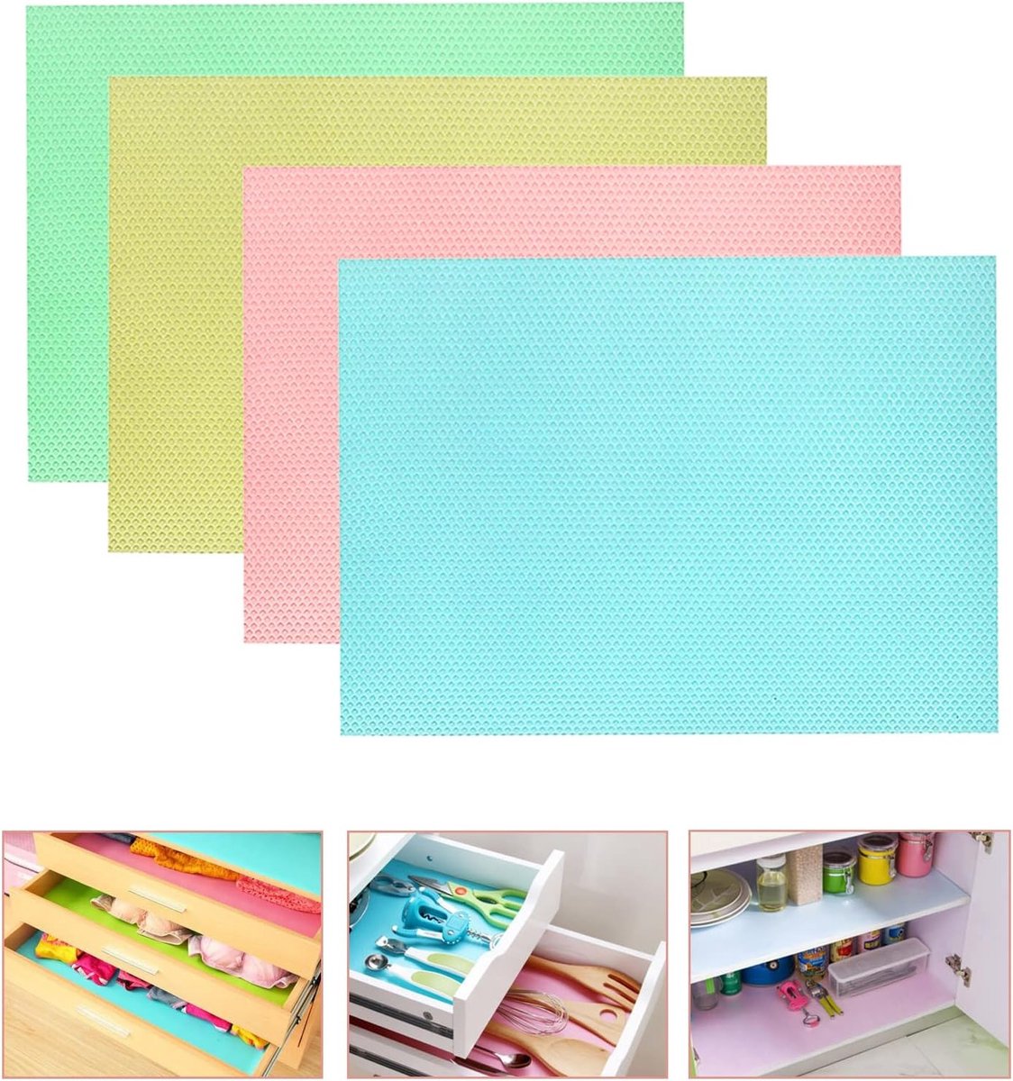 Kleurrijke Koelkastmatten 4 Stuks - Antislip en Wasbare EVA Legplankbeschermers 40x30 cm