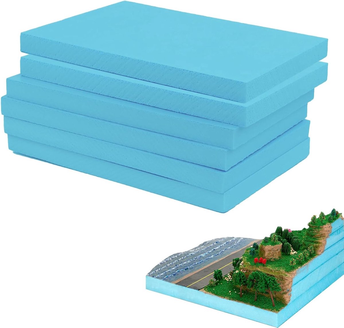 Hard Foam Board voor DIY Creaties - 6 Stuks Styrofoam Platen voor Modelbouw en Landschapsontwerpen (30x20x2cm)