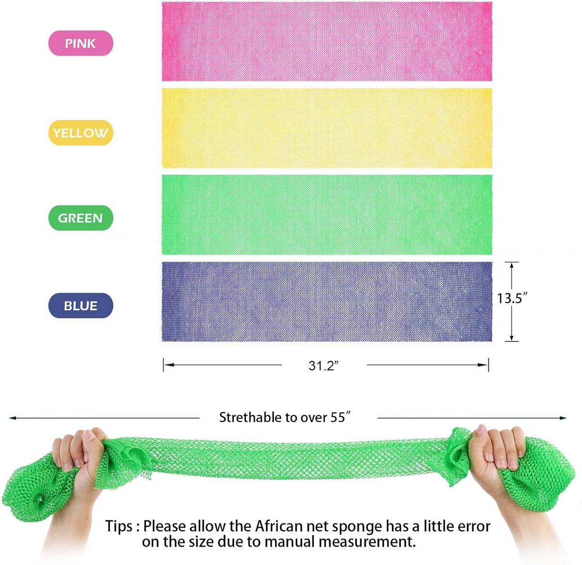 Lange Afrikaanse Netspons Lichaamsdouche Scrubber Exfoliërend Nylon