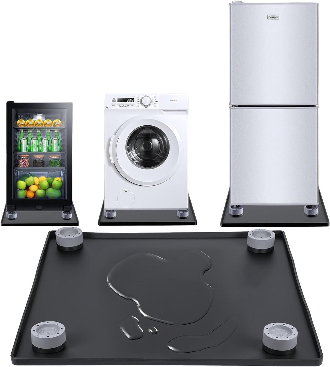 Waterdichte Silicone Wasbak 60 x 60 cm voor Vloerbescherming en Leckpreventie, Ideaal voor Wasmachines, Droogkasten en Koelkasten