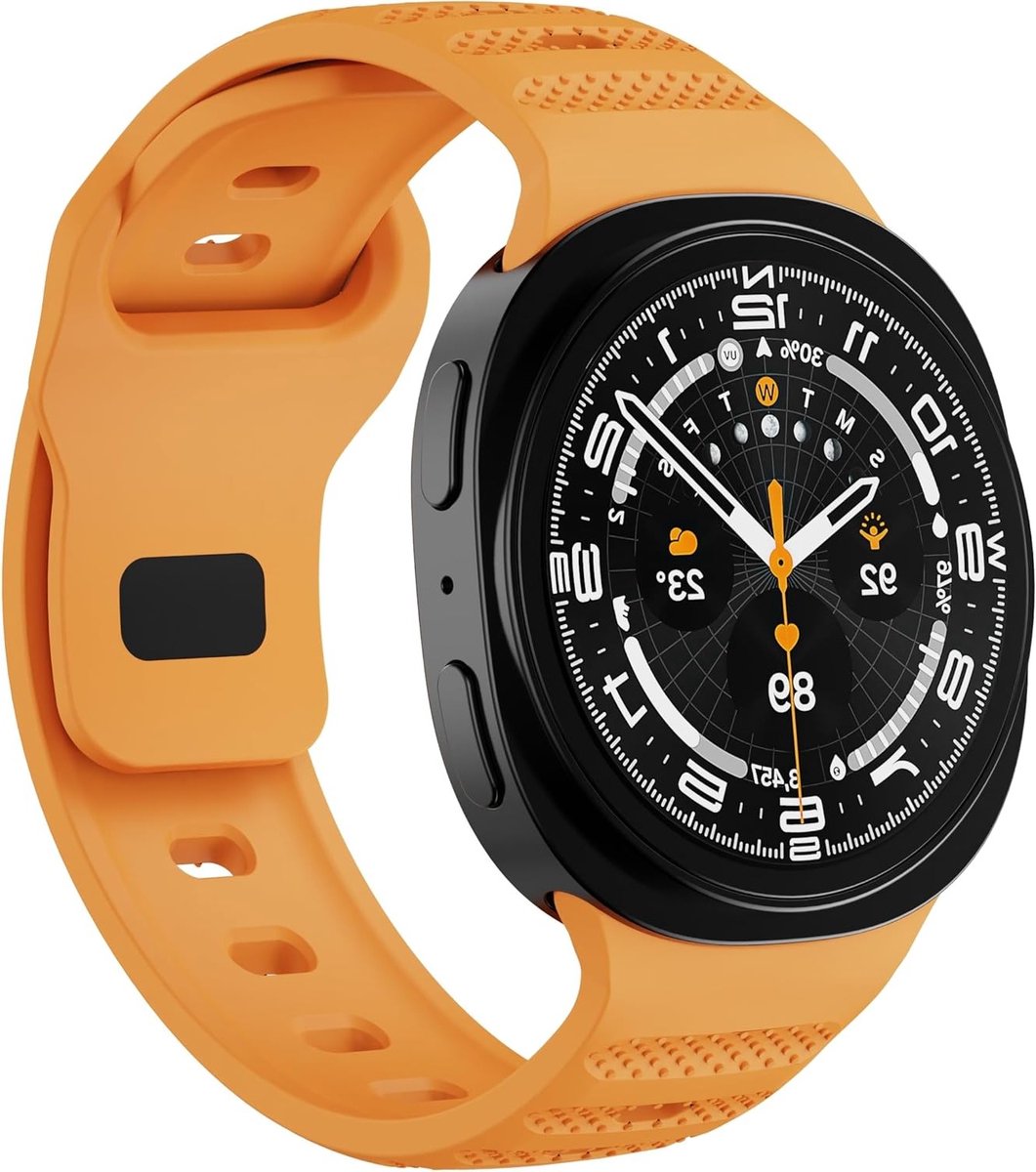 Ademende Silicone Sportband voor Galaxy Watch8 40mm/44mm en Watch8 Classic 46mm, Oranje, Comfortabel en Duurzaam