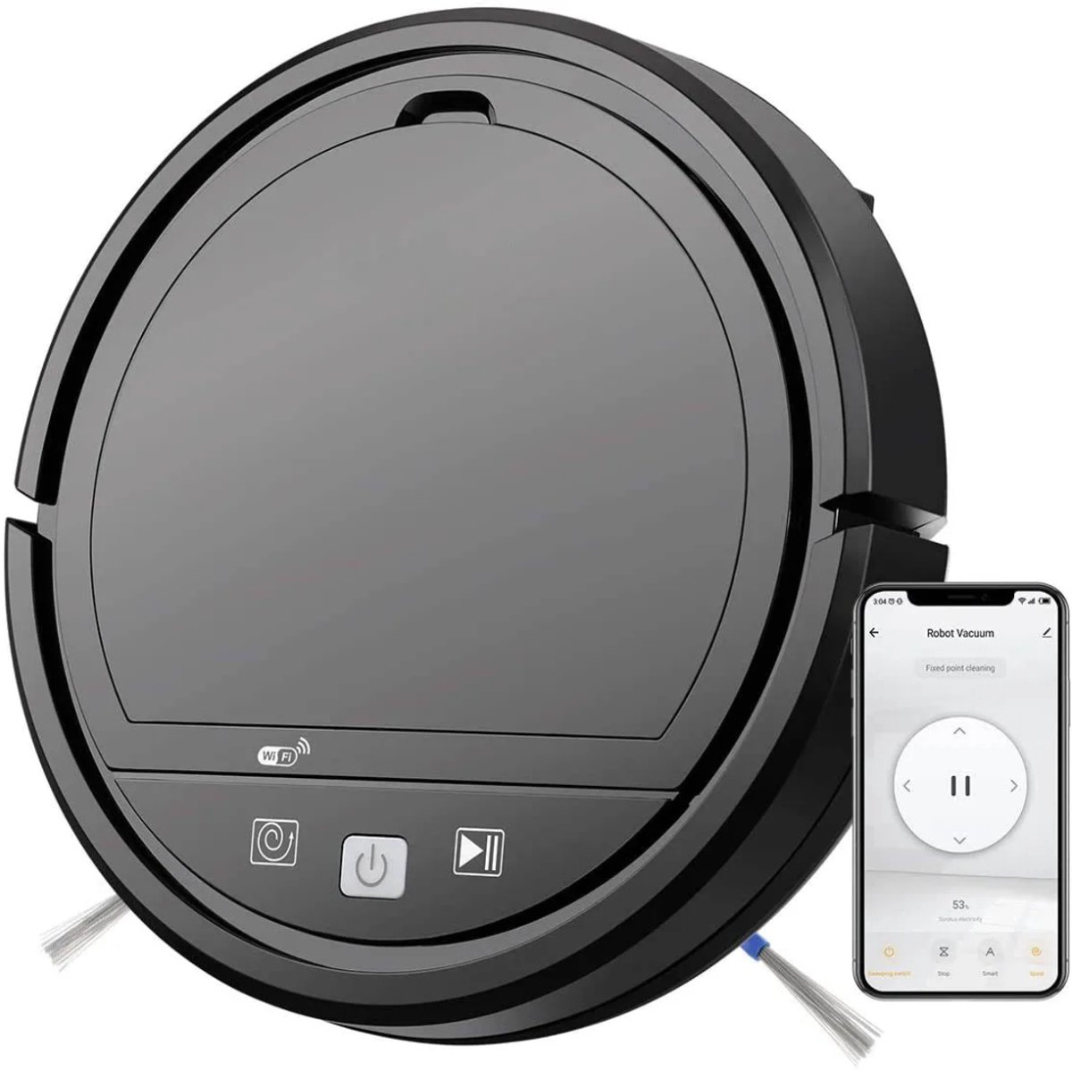 Smart Robot stofzuiger met borstels en dweil functie in gratis Tuya en Smartlife app.