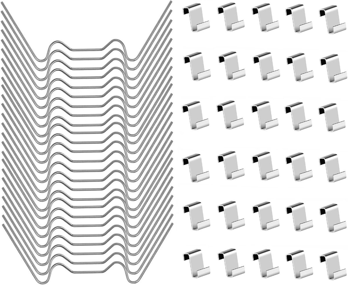 100 Glasclips Roestvrij Staal voor Broeikas W- en Z-Overlapping Bevestigingsclips