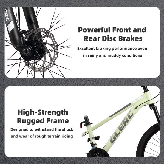 Kindermountainbike - Jongensfiets Meisjesfiets - Buitenfietsen Trail - 21 Versnellingen Voorvering - 24 Inch Wielmaat - Groen — afbeelding 2