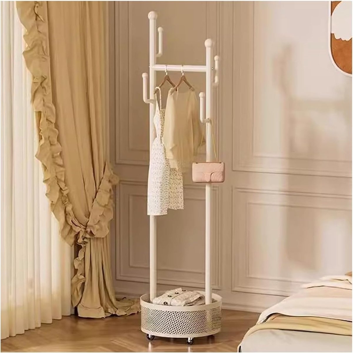 Vrijstaande Kapstok - Kledingrail Hanger - Kleding Opbergen - Verrijdbaar Met Remmen - 40x