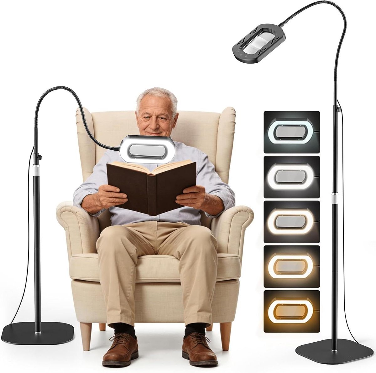 Vergrootglas met Licht - Leeslamp - Precisiewerk Lezen - Flexibele Gooseneck - 61 cm - Zwart