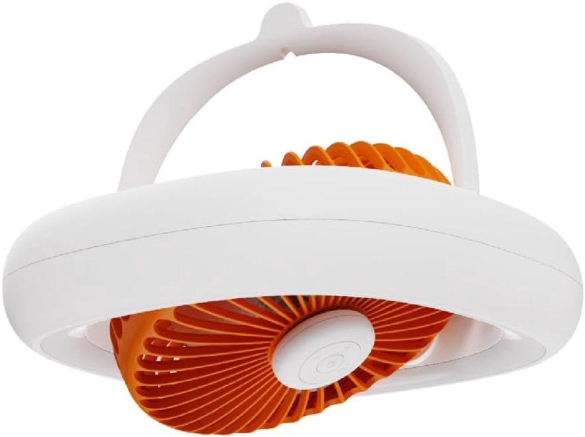Oplaadbare Ventilator - Plafond Ventilator - Koelte Binnen - Afstandsbediening & LED - 4000 mAh Batterij - Oranje