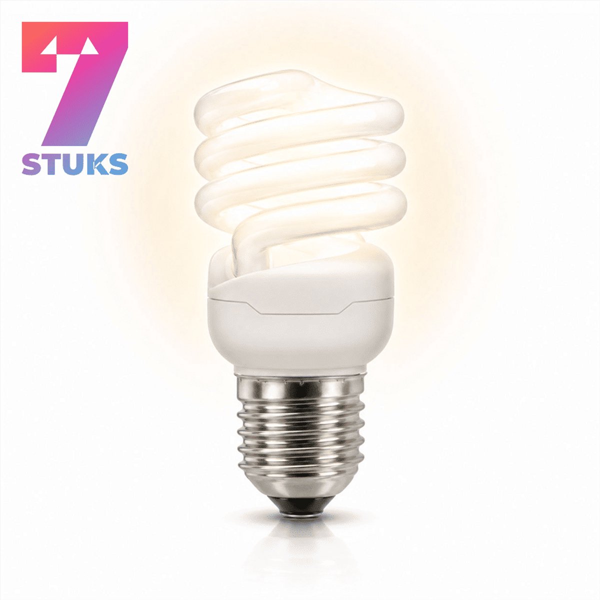 7x Spiraal Spaarlamp E27 - 24W - Warm Wit Licht (2700K) - 1615 lm - 8 jaar - Niet Dimbaar - Bespaar op energiekosten
