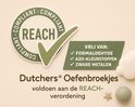 Tekst 'Vrij van Formaldehyde, Azo-kleurstoffen, Zware metalen' met REACH logo.