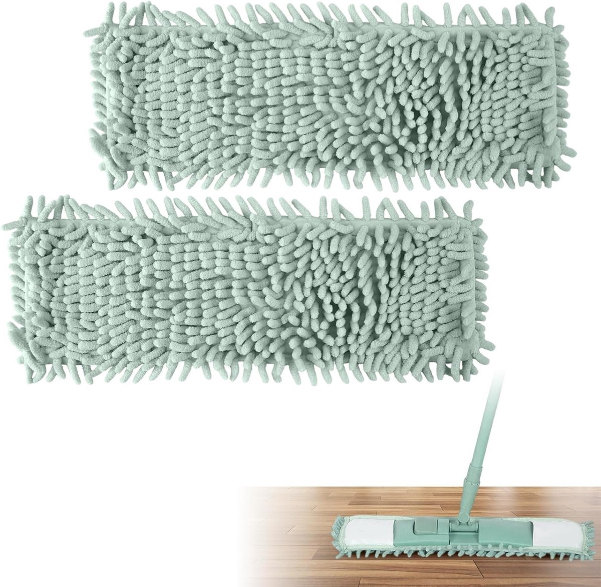 2 Stuks Wasbare Dweilhoezen Microvezel voor Vloerreiniging 43x13 cm