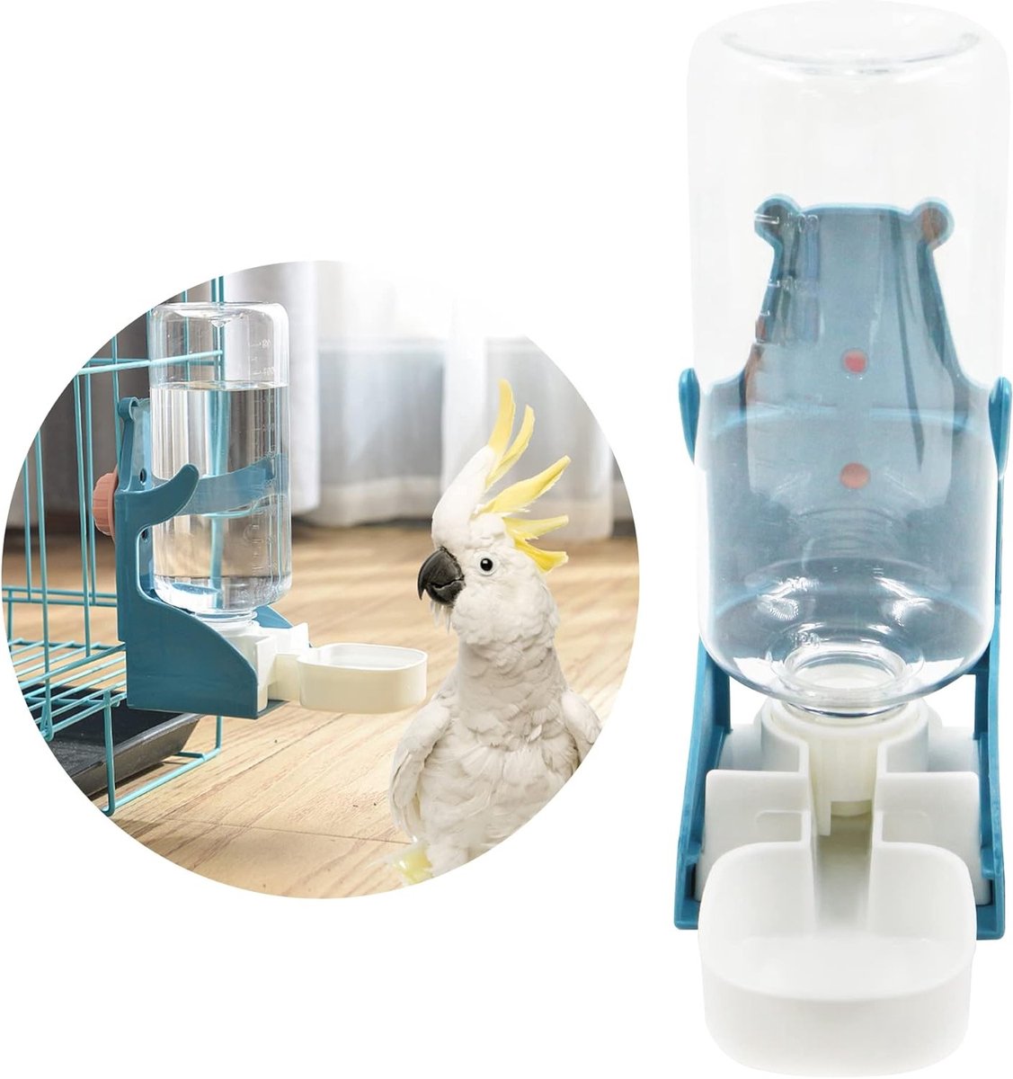 Hanging Voederstation voor Vogels met Automatische Waterdispenser en Drinkbak - Geschikt voor Konijnen, Chinchilla's, Hamsters, Honden en Katten - 1 Stuk