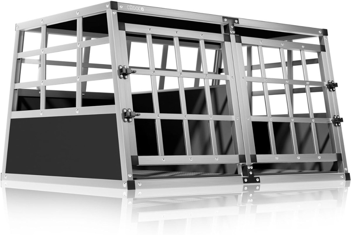 DD® Autobench - Autobench voor Honden - Autobench Aluminium - Voor Twee Honden - Zilver - 98m x 51cm x 70cm