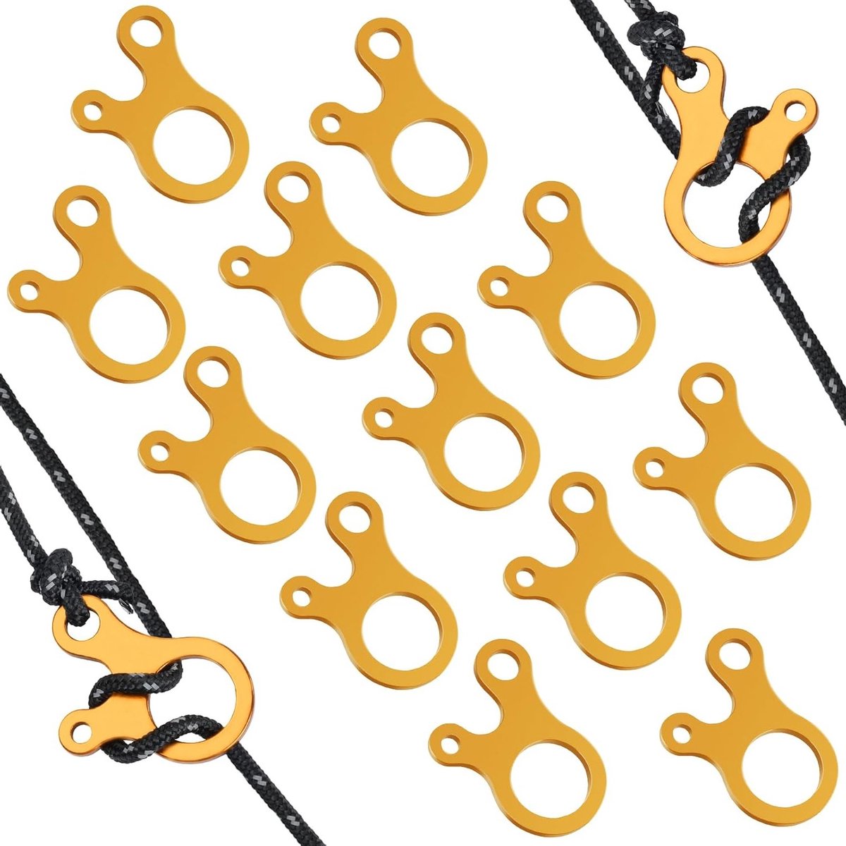 12 Stuks Aluminium Touwspanner voor Kamperen, Tent Accessoires, Touwversteller voor Buitenactiviteiten en Picknicks
