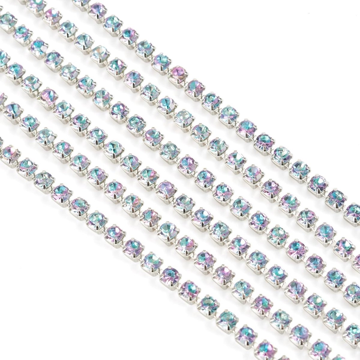 5 Yards Rhinestone Cup Chain - Kleurrijke Kristallen Claw Kettingen voor Kleding, Huwelijksaccessoires en Creatieve Handwerken