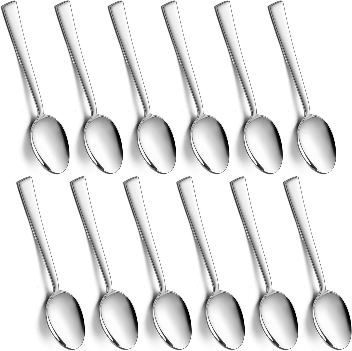 Stainless Steel Theelepels en Dessertlepels Set van 12 Stuks, Ideaal voor Thuis en Restaurant, Vaatwasserbestendig en Glanzend Afgewerkt, Perfect voor Koffie en Desserts