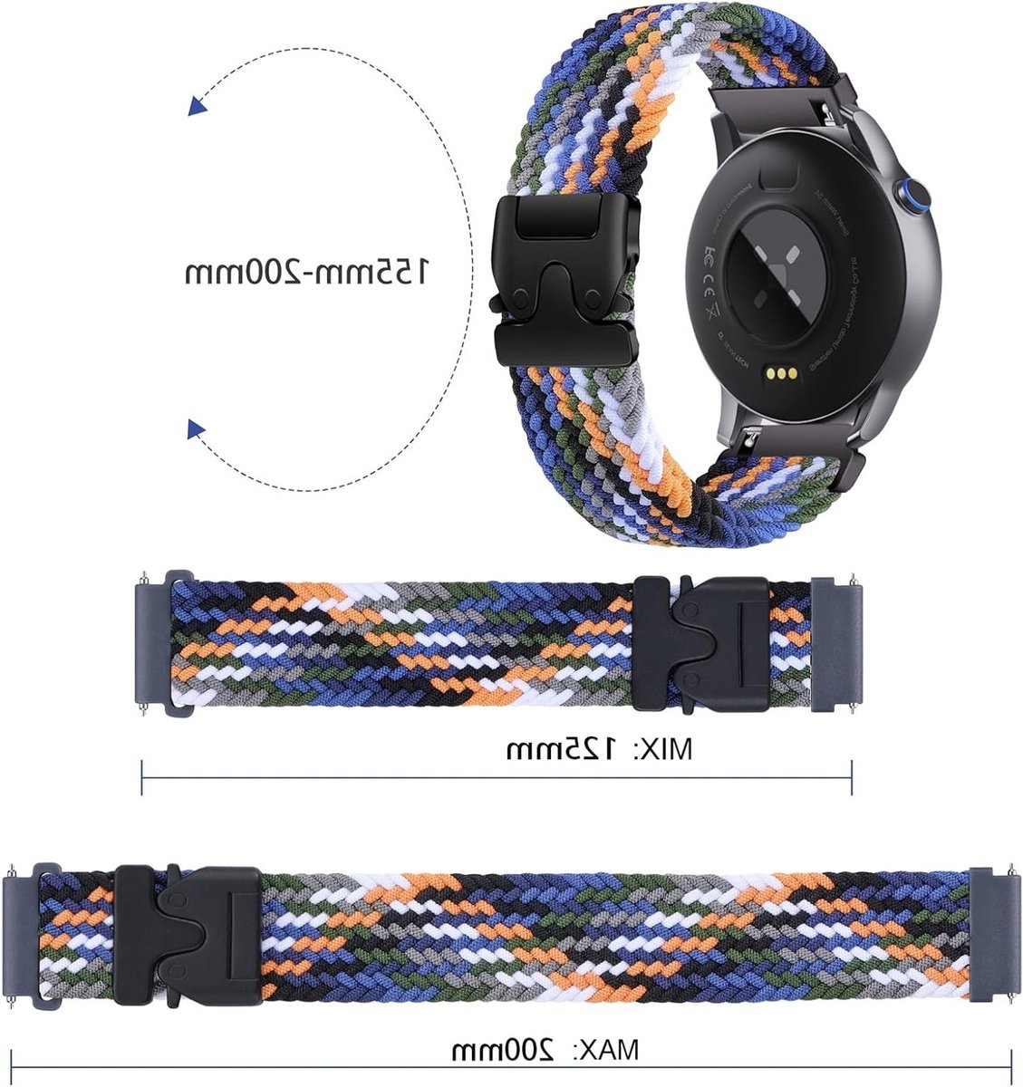 Sportieve Nylon Vervangarmband 22mm voor Smartwatches zoals GTR, Bip en Stratos - Duurzaam en Comfortabel