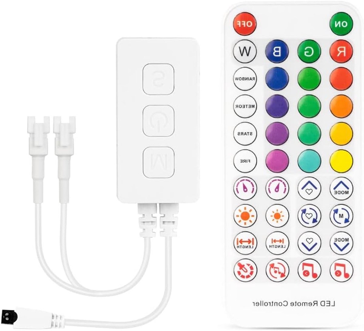 Bluetooth RGB LED Controller met IR Afstandsbediening, Muzieksynchronisatie en Timerfunctie voor 3PIN Verlichting, Geschikt voor iOS en Android Smartphones
