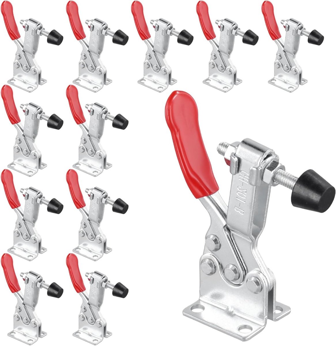 Grote verticale kniehefspanners, 12 stuks, horizontale klem, snelontgrendelbaar tot 100 kg, verstelbare toggle klem voor houtbewerking en metaalbewerking