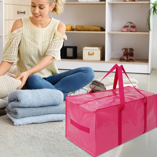 Verhuis Tassen - Opbergzakken Kleding - Ruimtebesparend Opbergen - Waterdichte Container - 73x33x36 cm - Roze — afbeelding 2