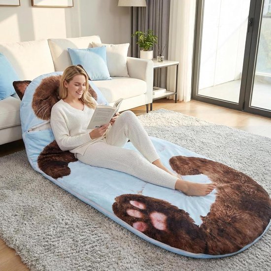 Kampeer Slaapzak - Pluche Slaapzak - Koud Weer - Schattig Kat Thema - 175 x 80 cm - Stijl 2 — afbeelding 4