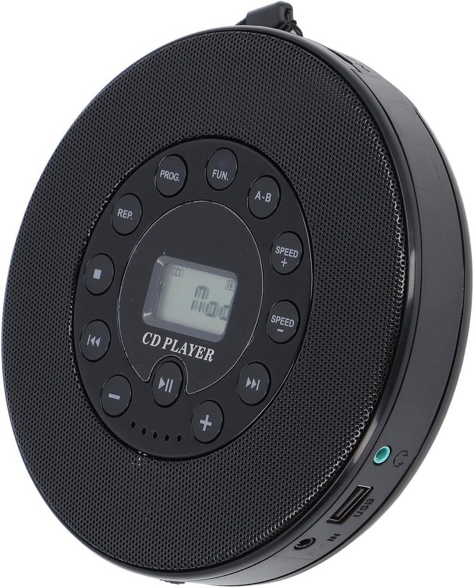 Draagbare CD Speler - Muziekspeler - Onderweg Luisteren - Ingebouwde Luidspreker - 2000 mAh Batterij - Zwart