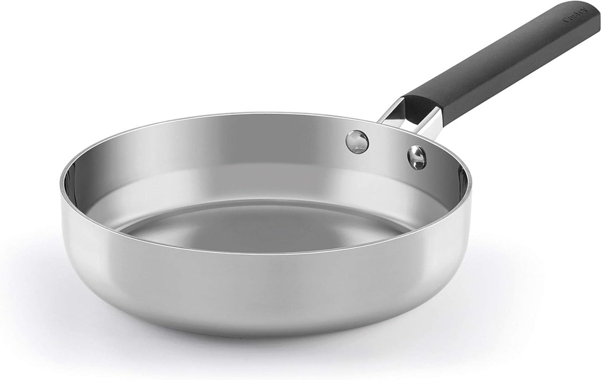Inductie Koekenpan - Trimetal Pan - Snel Koken - Siliconen Handvat - 18 cm - Zilver