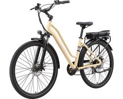 Urban7 Elektrische Fiets – 700C×50C Banden – 36V 12.8Ah Accu – Actieradius tot 70 km – Mechanische Schijfremmen – Stadsfiets – Max. Belastbaar 120 kg –Beige